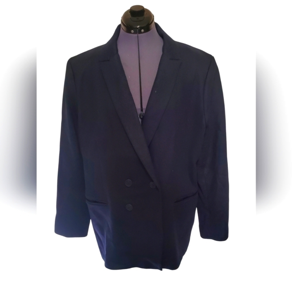 Saint + Sofia Women's Double breasted Navy Blazer Plus Organic cotton Size 18